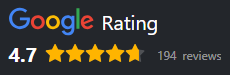 google review rating 4.7 with stars logoo